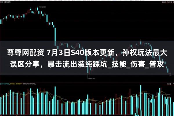尊尊网配资 7月3日S40版本更新，孙权玩法最大误区分享，暴击流出装纯踩坑_技能_伤害_普攻